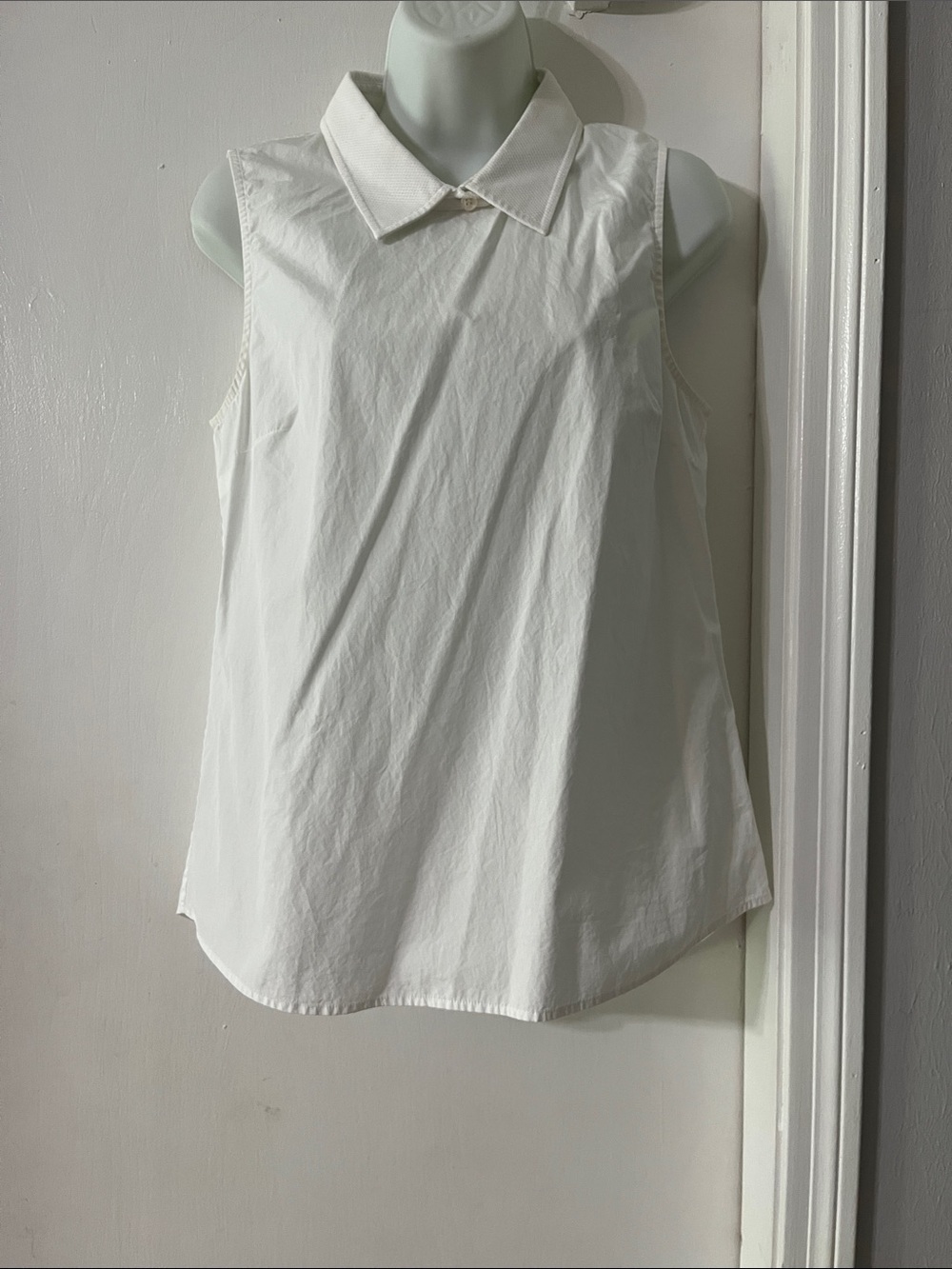 Theory Sleeveless Collared Top in White